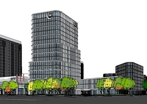现代技术公司办公楼群建筑设计SU(草图大师)模型