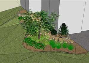 某现代风格园林景观踏步设计SU(草图大师)模型