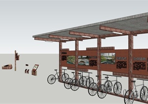 现代风格自行车车站设计SU(草图大师)模型