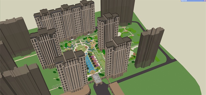 新古典小区景观及高层住宅楼设计su模型
