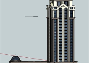法式风格精品办公楼建筑设计SU(草图大师)模型