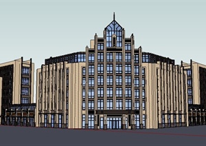 新古典风格酒店办公楼建筑设计SU(草图大师)模型