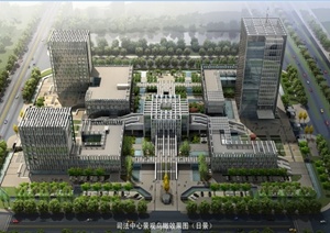 现代司法中心办公楼建筑景观效果图