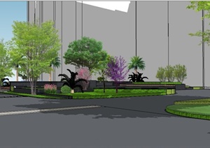 某办公楼前景观环境设计SU(草图大师)模型