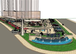 新古典商业广场景观环境设计SU(草图大师)模型