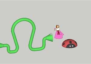 青蛙传声筒瓢虫儿童娱乐器械设计SU(草图大师)模型