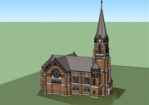 某英式教堂展览建筑设计SU(草图大师)模型