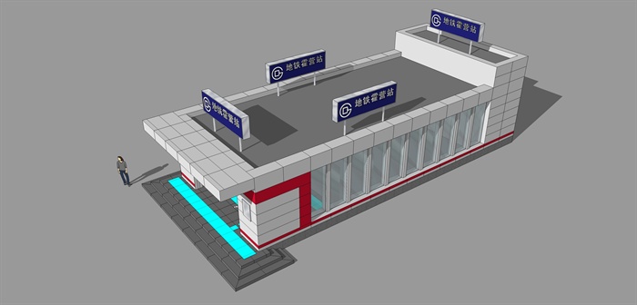 某现代风格八号线霍营地铁站建筑设计su模型cad方案及jpg实景图