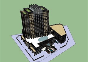 新古典风格详细星级酒店建筑设计SU(草图大师)模型
