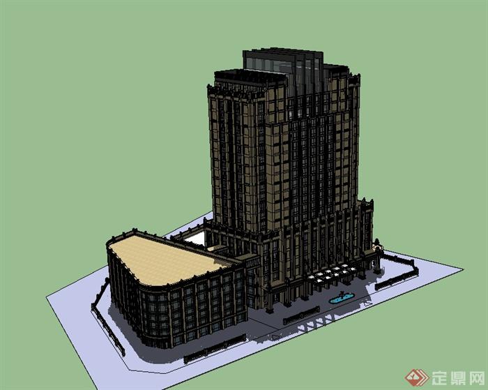 新古典风格详细星级酒店建筑设计su模型(3)