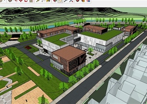 某现代风格大学学院建筑设计SU(草图大师)模型