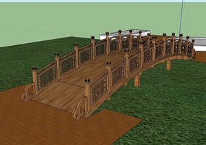 某古典中式风格木质拱桥设计SU(草图大师)模型