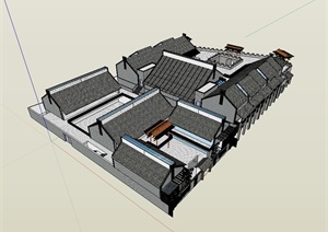 中国古典古商业建筑楼设计SU(草图大师)模型