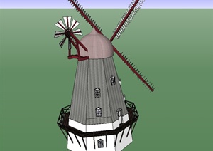 某欧式风格风车塔楼设计SU(草图大师)模型