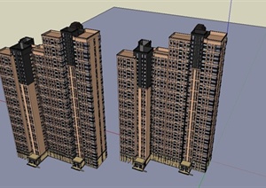 佛山某现代风格花园高层住宅小区建筑设计SU(草图大师)模型