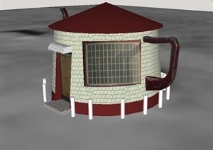 某现代风格茶壶造型建筑楼设计SU(草图大师)模型