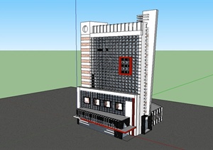 现代高层办公大厦楼设计SU(草图大师)模型