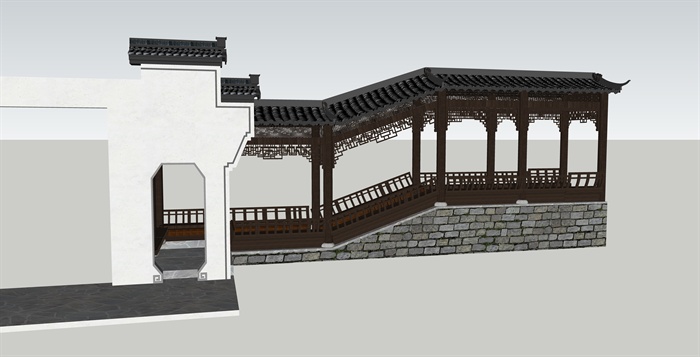 古典中式风格门廊设计su单体模型