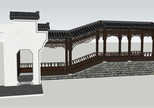 古典中式风格门廊设计SU(草图大师)单体模型