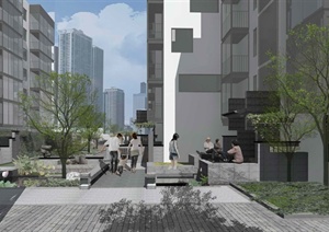 现代风格小广场景观环境设计Su模型