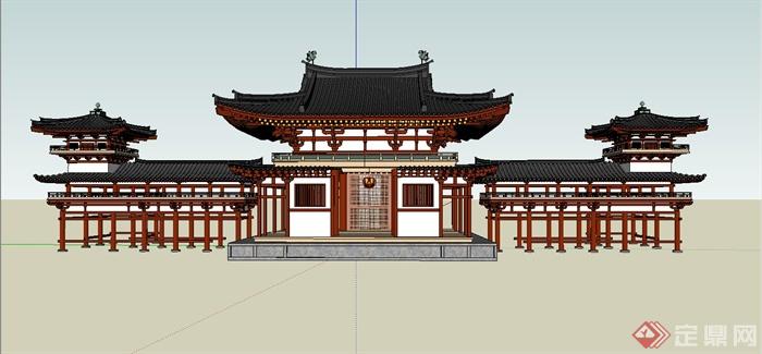 某古典中式风格亭廊组合设计SU模型(2)