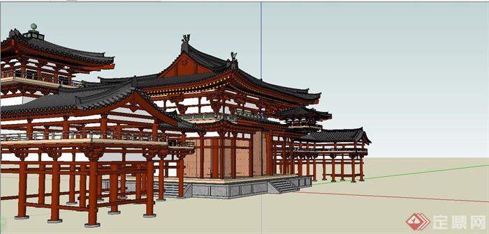 某古典中式风格亭廊组合设计SU模型(7)