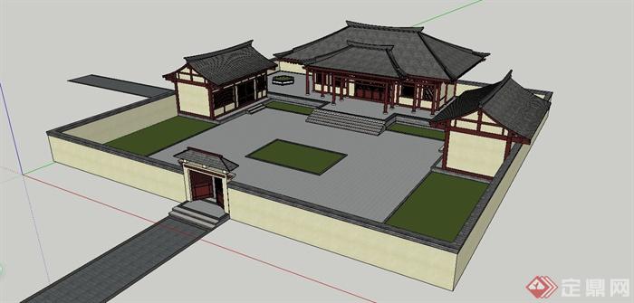 某古典中式风格大户人家住宅建筑设计SU模型(1)