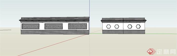 古典中式风格景墙设计SU模型(3)