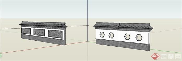 古典中式风格景墙设计SU模型(2)
