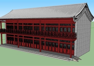 某古典中式风格客栈建筑设计SU(草图大师)模型