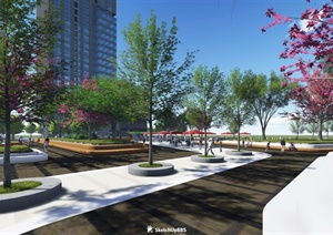现代市民广场景观环境设计Su模型