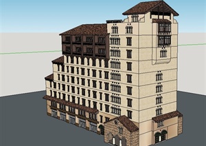 某欧式风格多层商业住宅楼设计SU(草图大师)模型