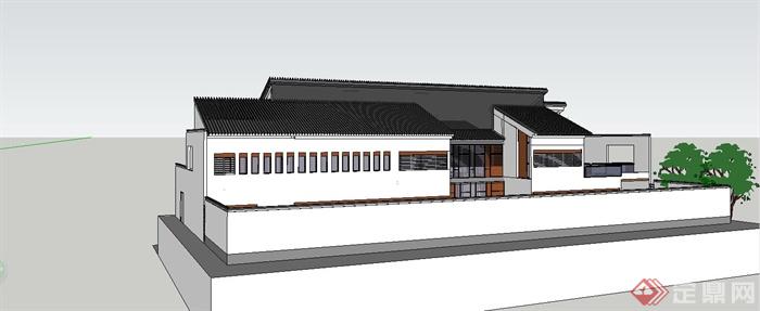 某精致新中式风格会所建筑设计SU模型(2)