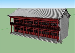 古典中式风格两层商业楼设计SU(草图大师)模型