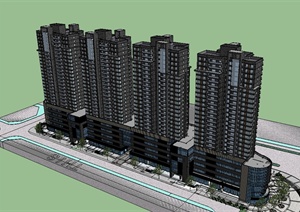 现代商业住宅楼设计SU(草图大师)模型