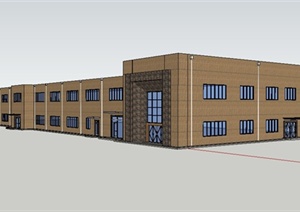 某简约现代风格工厂厂房建筑设计SU(草图大师)模型