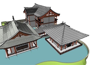 某旅游区古典中式风格建筑设计SU(草图大师)模型