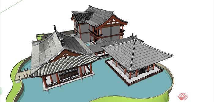 某旅游区古典中式风格建筑设计SU模型(1)