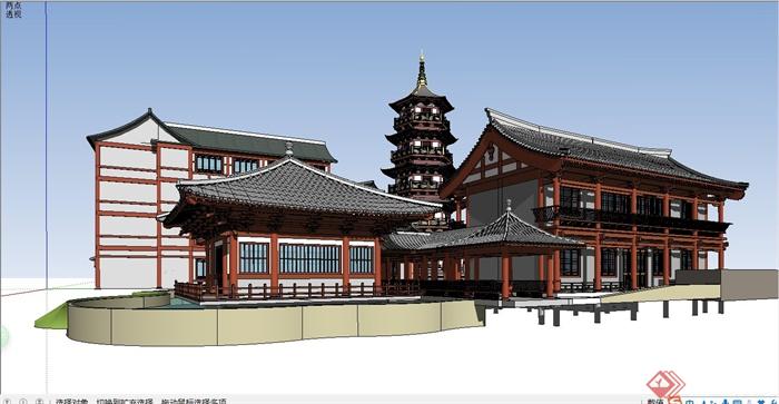某旅游区古典中式风格建筑设计SU模型(6)