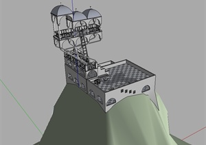 某欧式风格山地观景塔楼设计SU(草图大师)模型