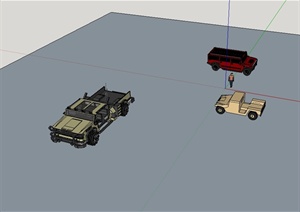 三辆军用汽车设计SU(草图大师)模型