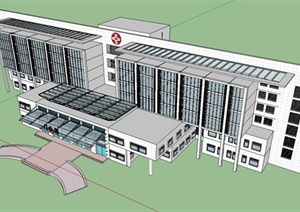 某精致现代风格医院门诊部建筑设计SU(草图大师)模型
