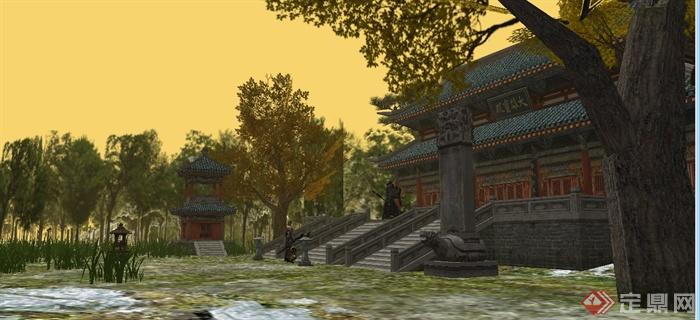 古典中式山林寺庙建筑设计su模型(2)