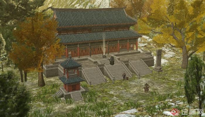 古典中式山林寺庙建筑设计su模型(3)