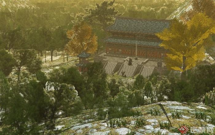 古典中式山林寺庙建筑设计su模型(4)