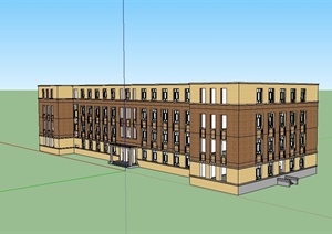 某现代风格多层详细学生宿舍楼建筑设计SU(草图大师)模型