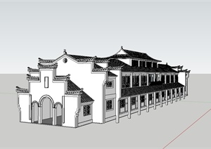 中国古典中式风格商业建筑SU(草图大师)模型