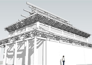 某古典中式风格建筑屋顶结构设计SU(草图大师)模型