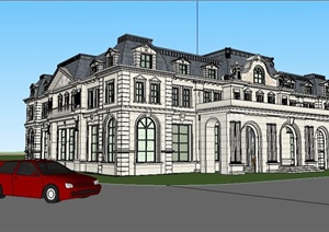 法式风情售楼部建筑设计SU(草图大师)模型