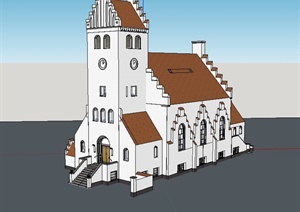 某欧式风格教堂展览建筑设计SU(草图大师)模型